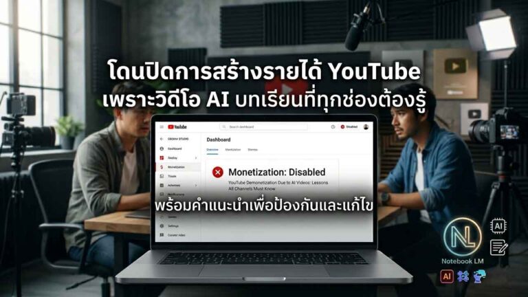 Read more about the article โดนปิดการสร้างรายได้ YouTube 2026 เพราะวิดีโอ AI บทเรียนที่ทุกช่องต้องรู้